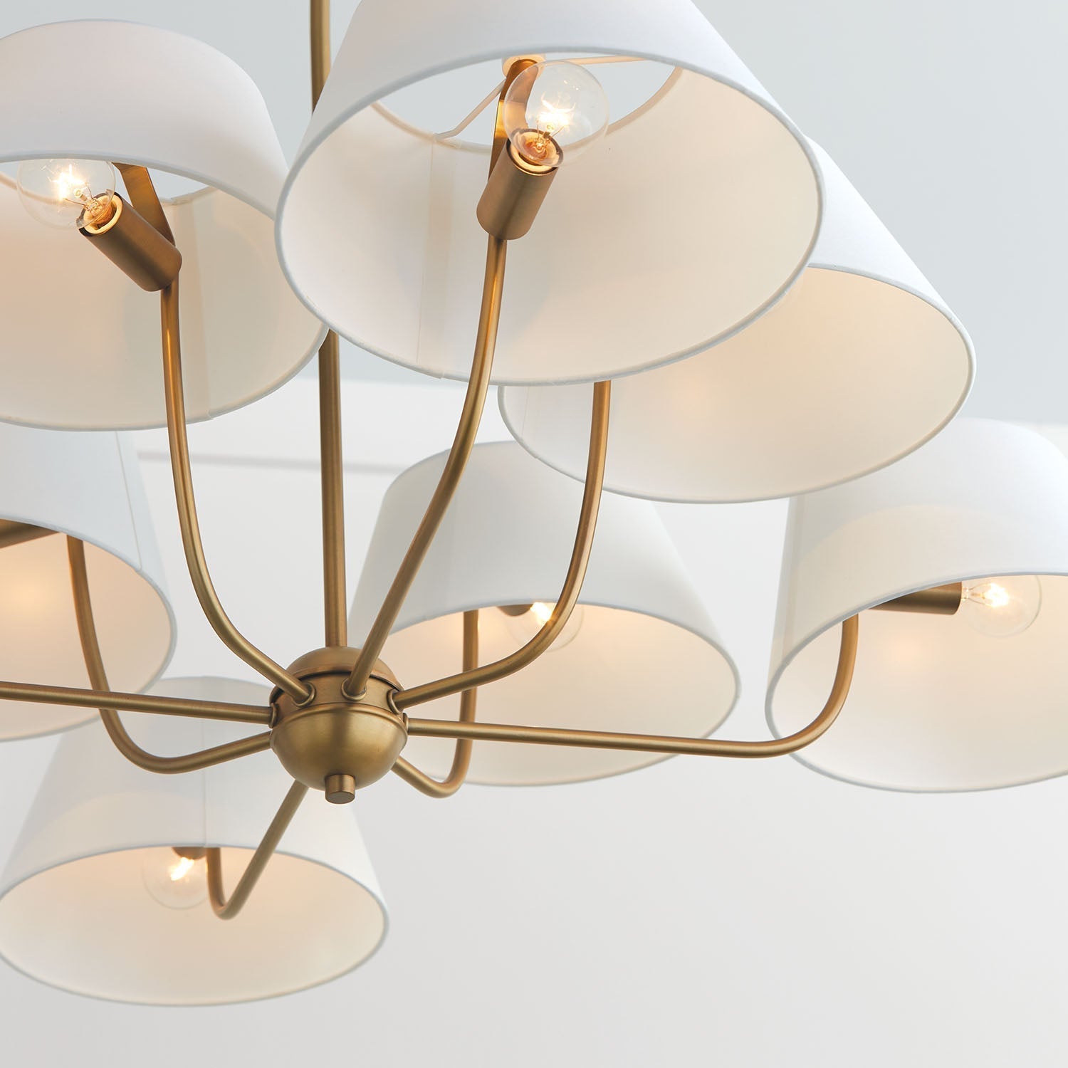 Arcara Vintage Industrieller Messing Stoff-Kronleuchter-Letslighting