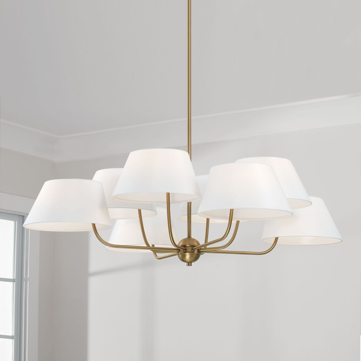 Arcara Vintage Industrieller Messing Stoff-Kronleuchter-Letslighting