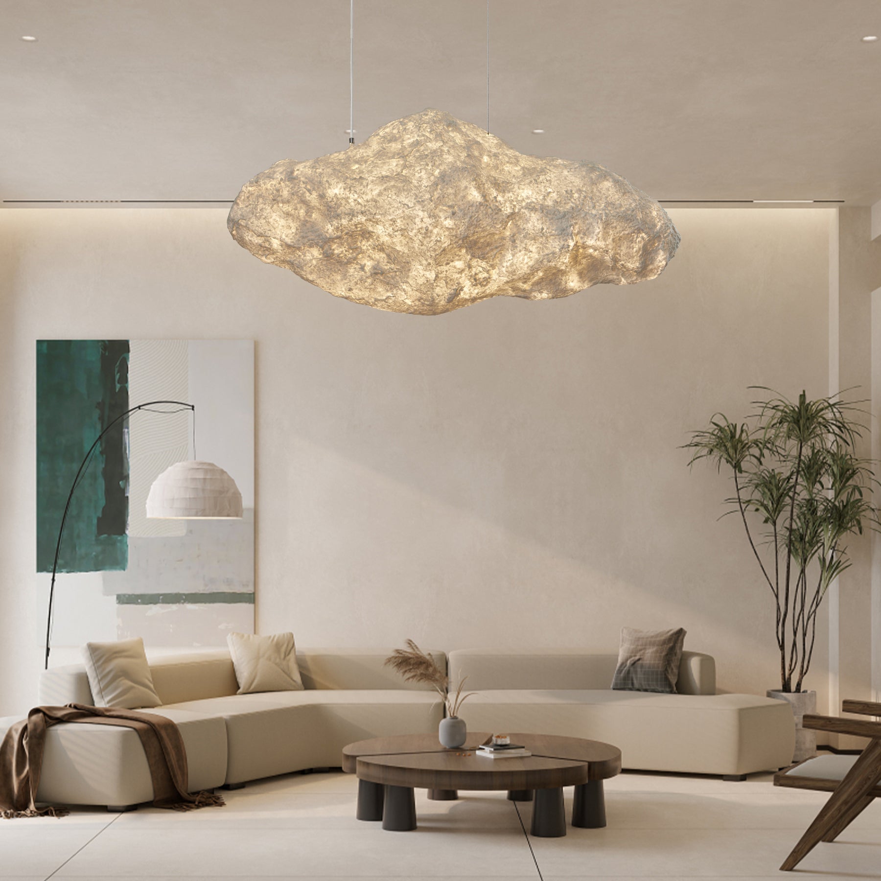 Elliros Textured Paper Pulp Pendant Light - Blowlighting