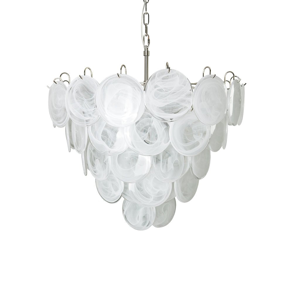Aurora Chandelier White Murano Glass Disc - Neutralighting