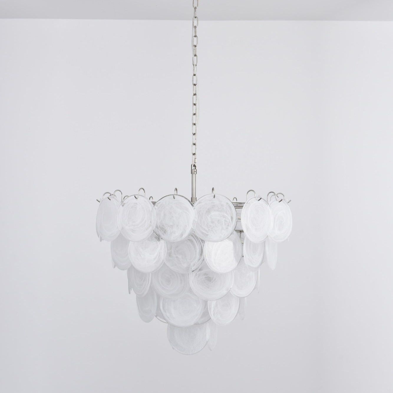 Aurora Chandelier White Murano Glass Disc - Neutralighting