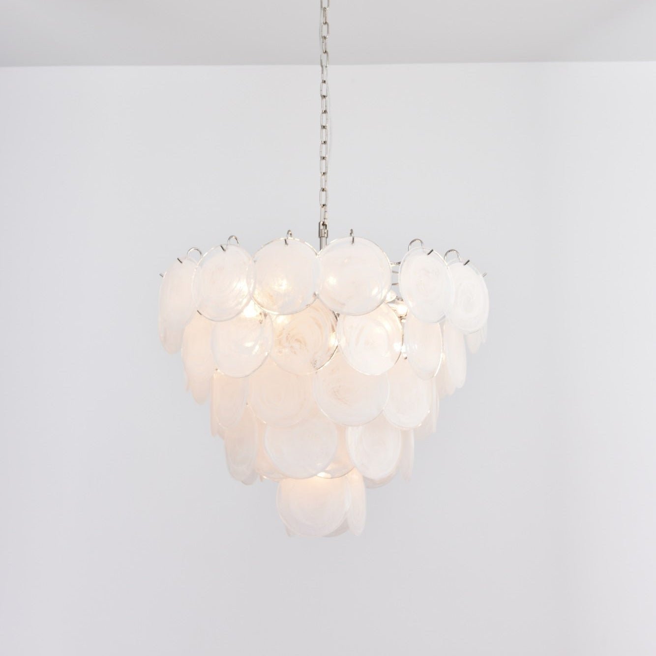 Aurora Chandelier White Murano Glass Disc - Neutralighting