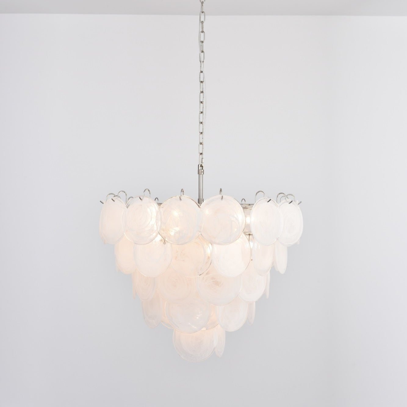 Aurora Chandelier White Murano Glass Disc - Neutralighting