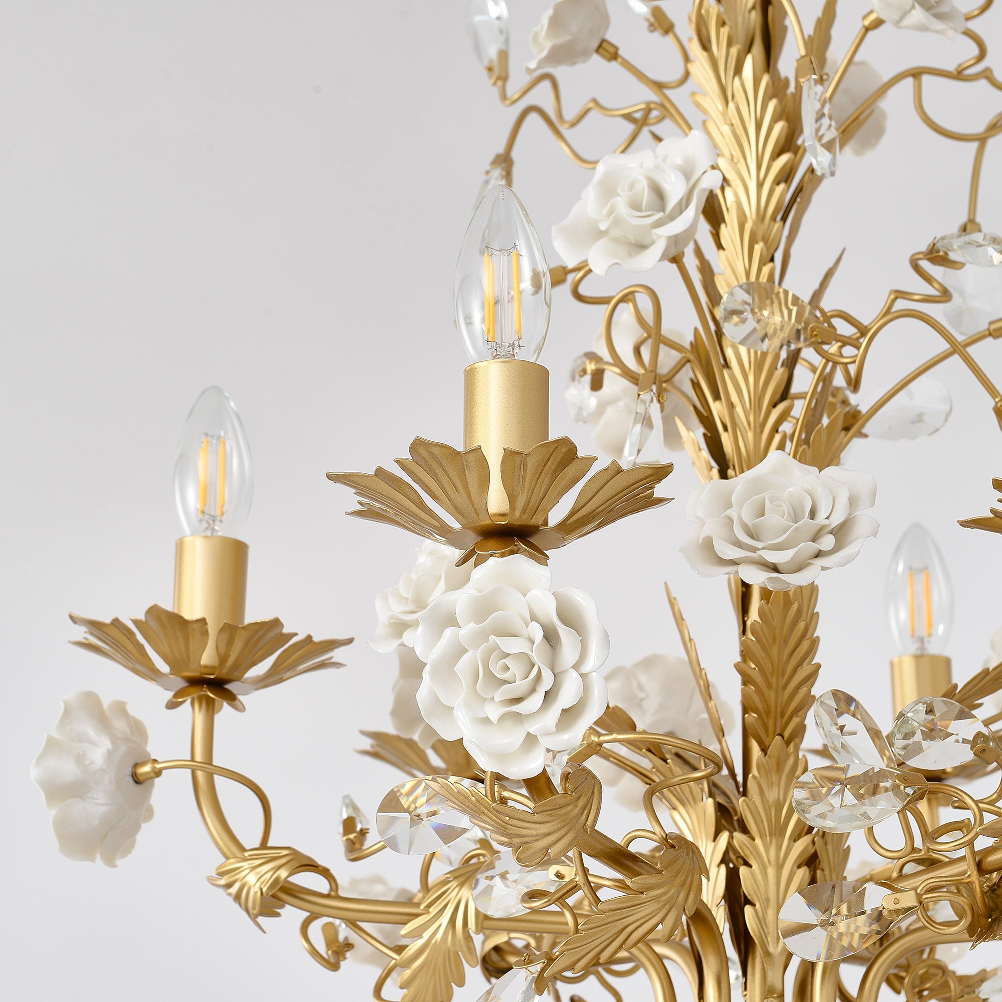 Vavenara Postmodern Luxury Rose White Crystal Chandelier - Letslighting