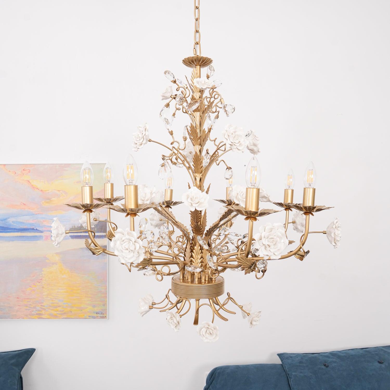 Vavenara Postmodern Luxury Rose White Crystal Chandelier - Letslighting