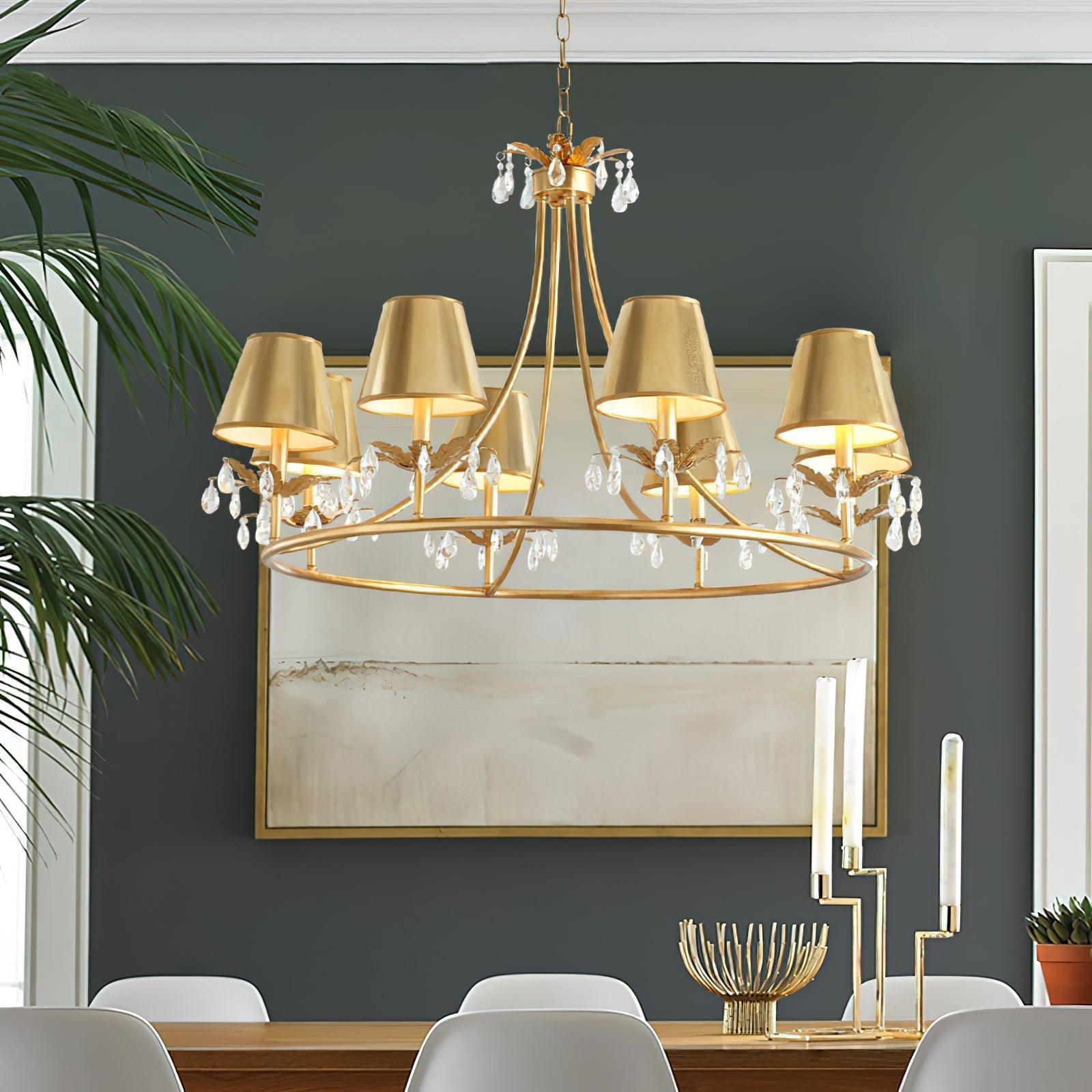 Ivsilan Industrieller Vintage Kronleuchter aus Messing und Kristall-Letslighting