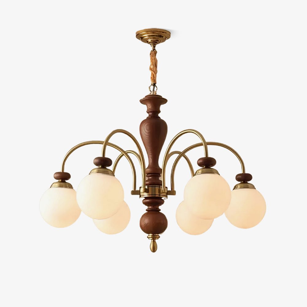 Solara Kronleuchter Klassisch Holz Messing-Letslighting