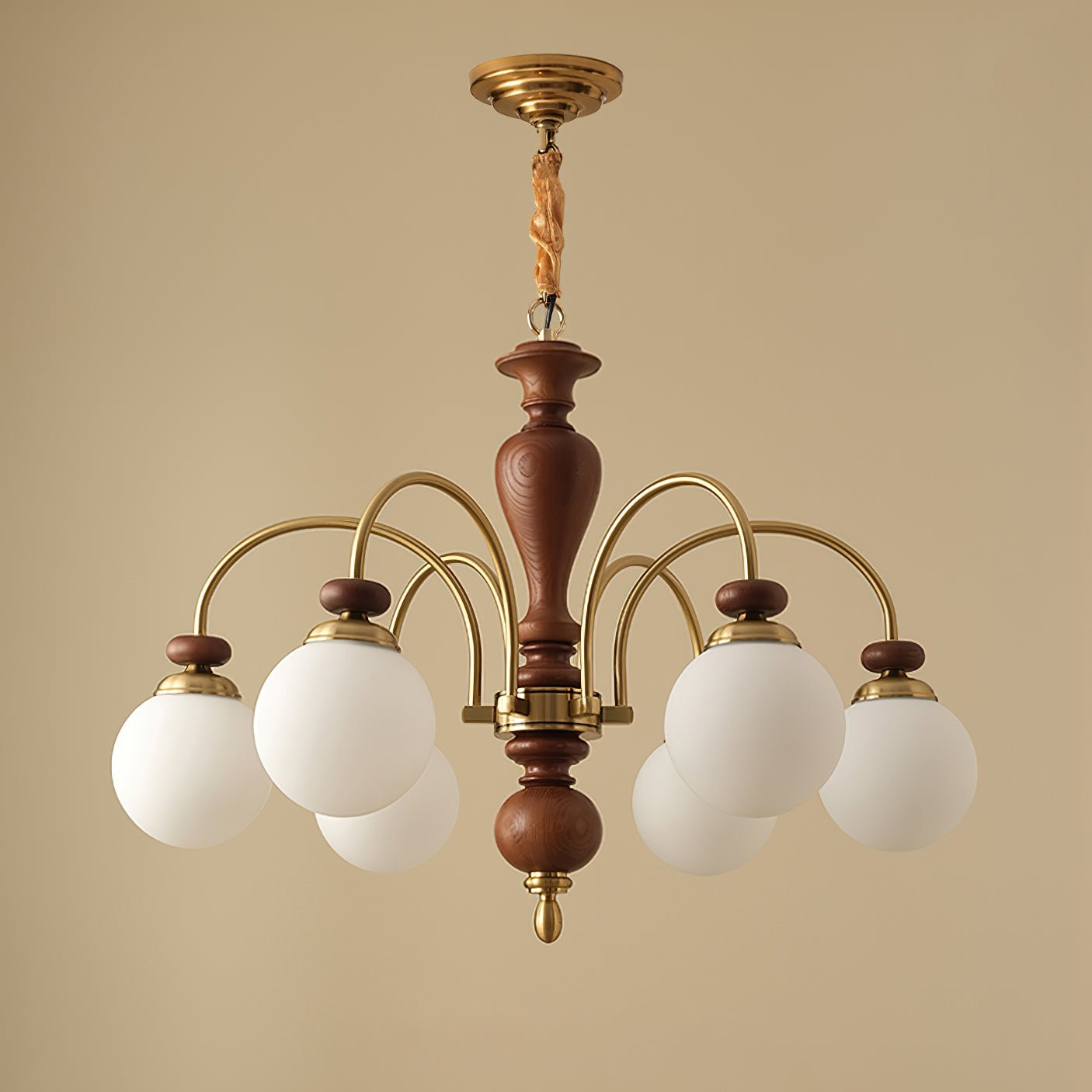 Solara Kronleuchter Klassisch Holz Messing-Letslighting