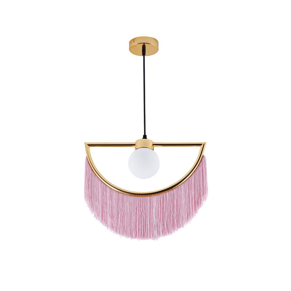 Solara Pendelleuchte Stoff Fransen Globus Retro Boho-Letslighting