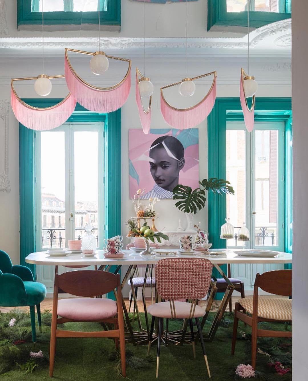 Solara Pendelleuchte Stoff Fransen Globus Retro Boho-Letslighting