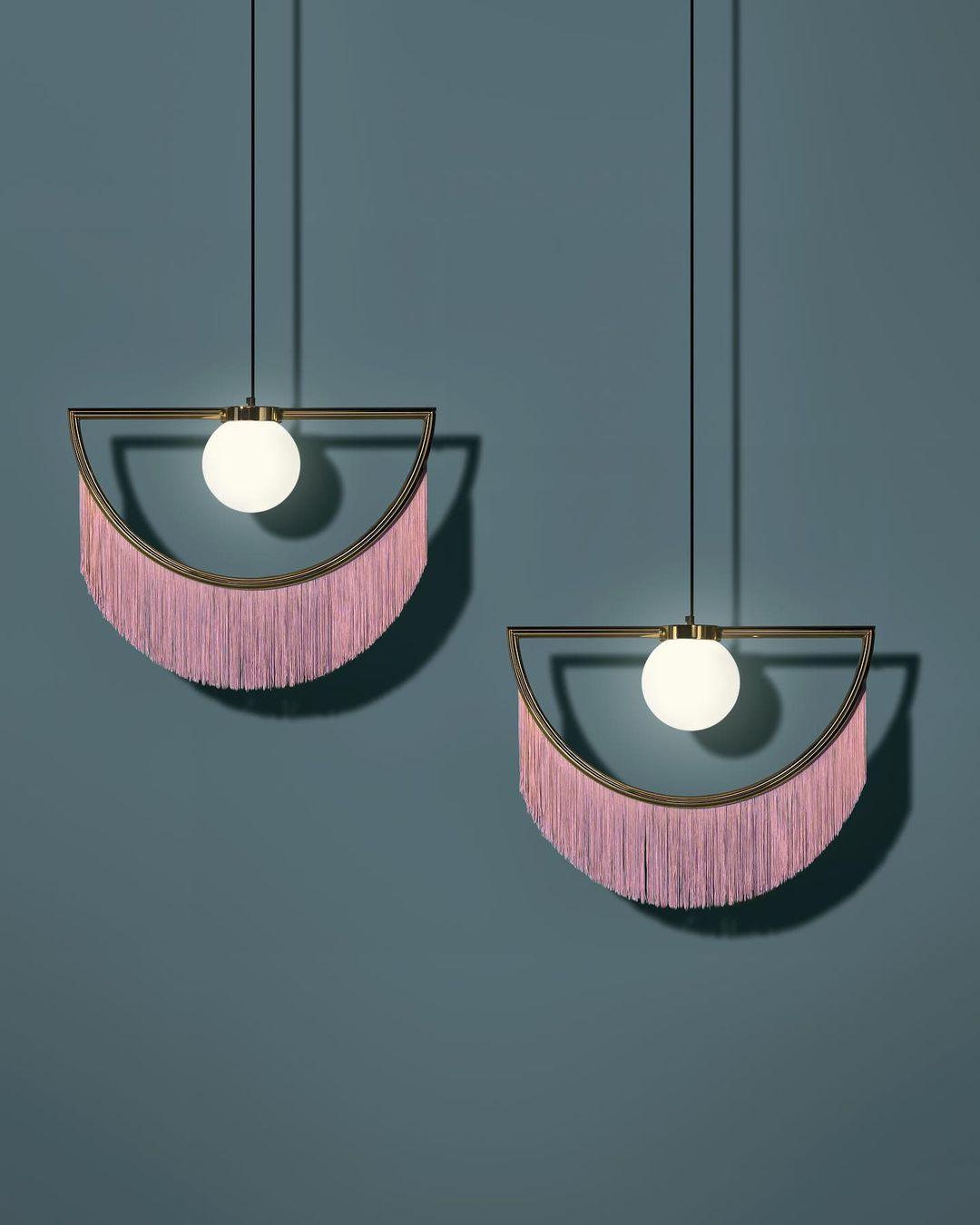Solara Pendelleuchte Stoff Fransen Globus Retro Boho-Letslighting