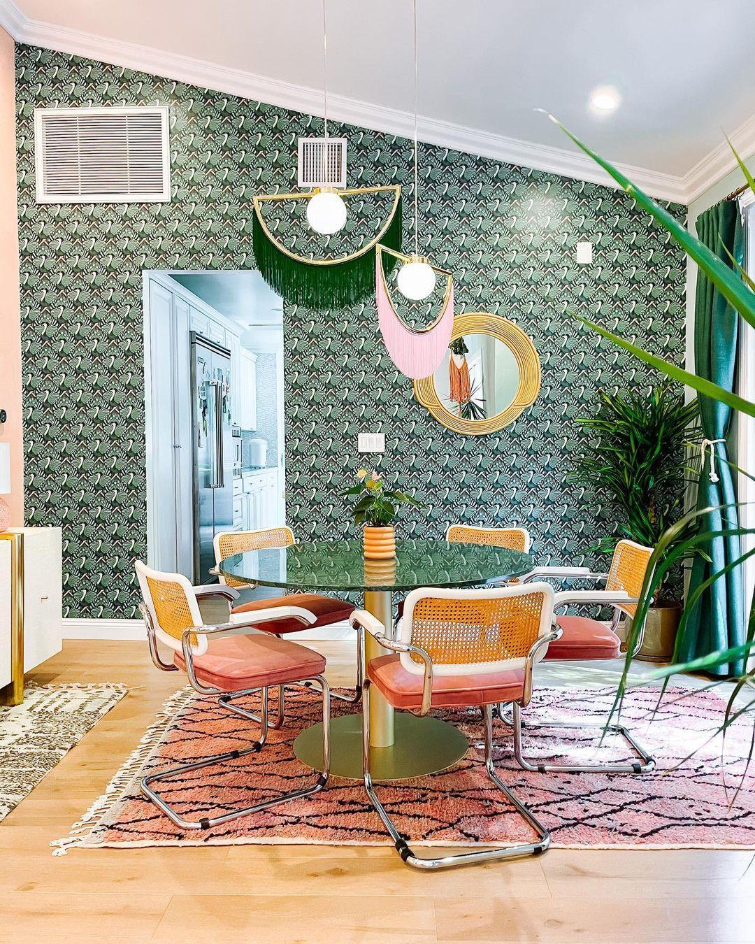 Solara Pendelleuchte Stoff Fransen Globus Retro Boho-Letslighting