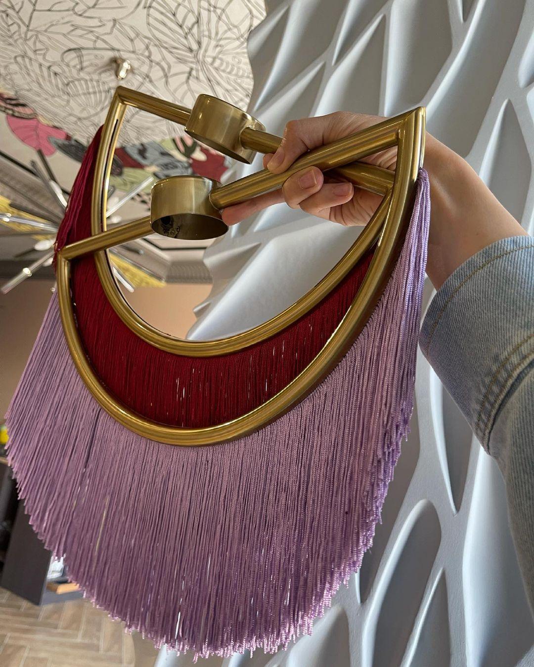 Solara Pendelleuchte Stoff Fransen Globus Retro Boho-Letslighting