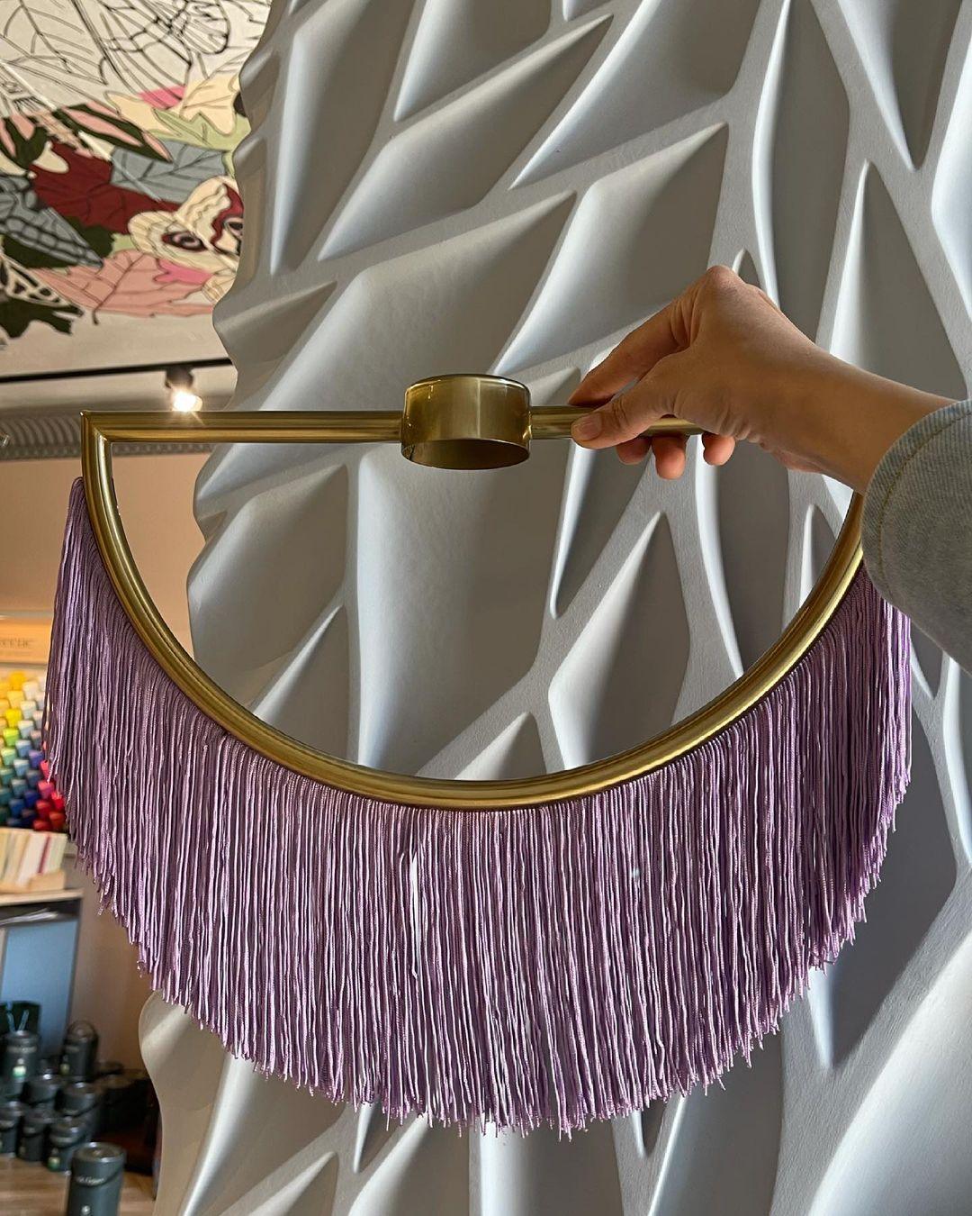 Solara Pendelleuchte Stoff Fransen Globus Retro Boho-Letslighting