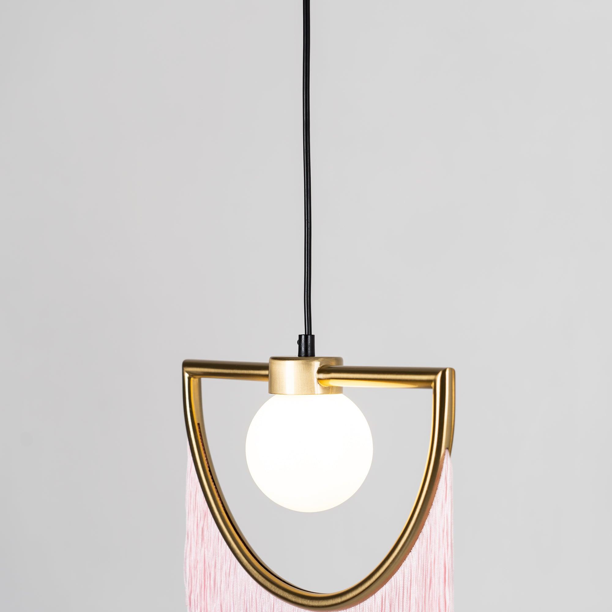 Solara Pendelleuchte Stoff Fransen Globus Retro Boho-Letslighting