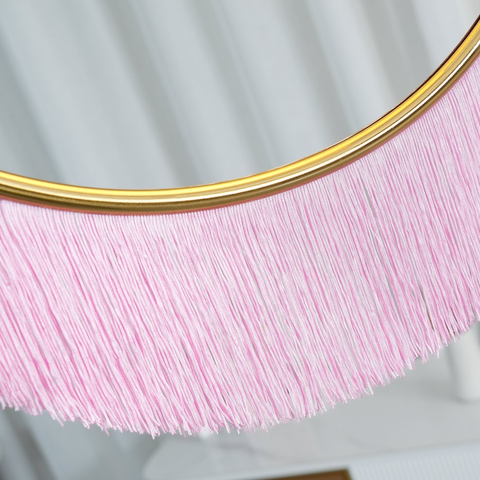 Solara Pendelleuchte Stoff Fransen Globus Retro Boho-Letslighting