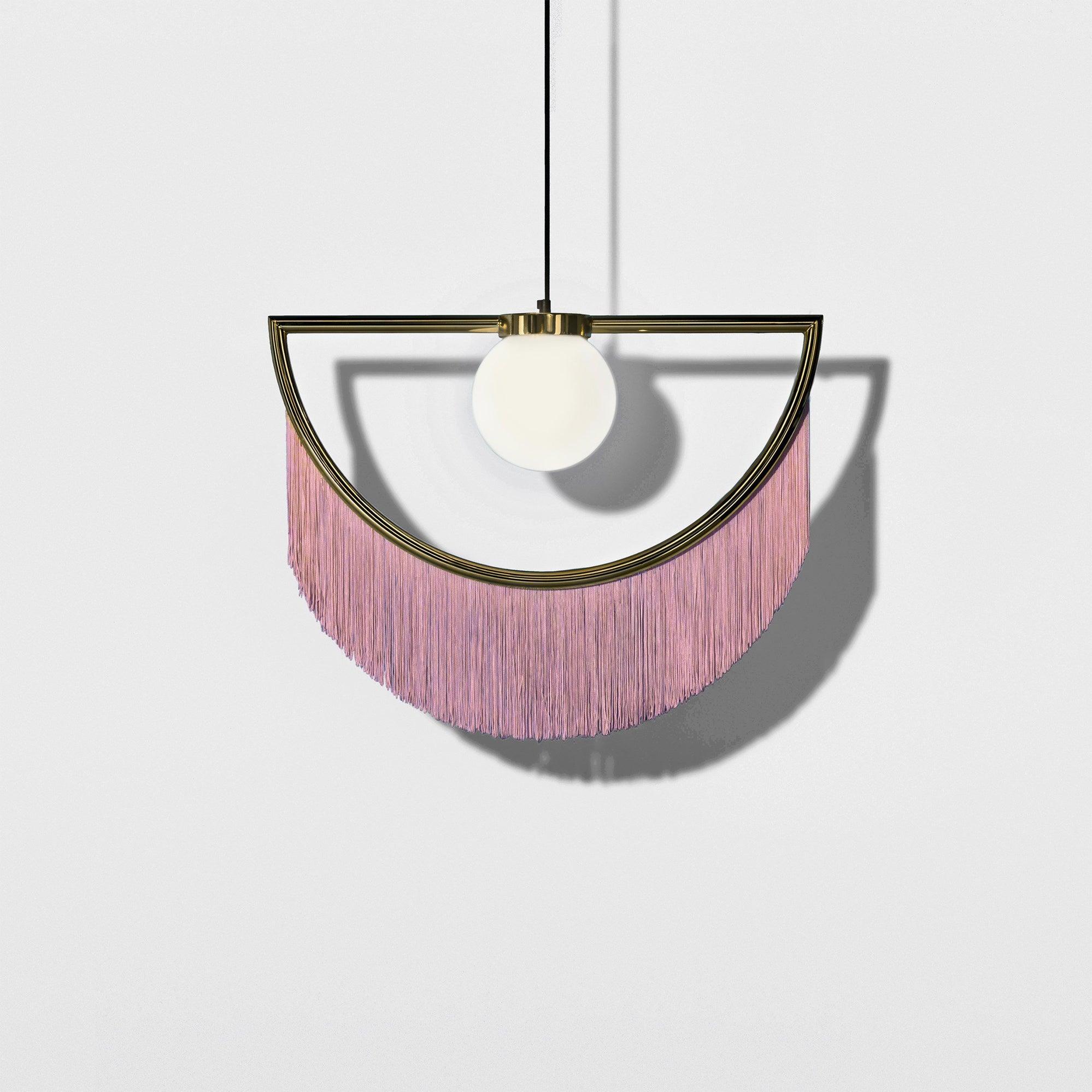 Solara Pendelleuchte Stoff Fransen Globus Retro Boho-Letslighting