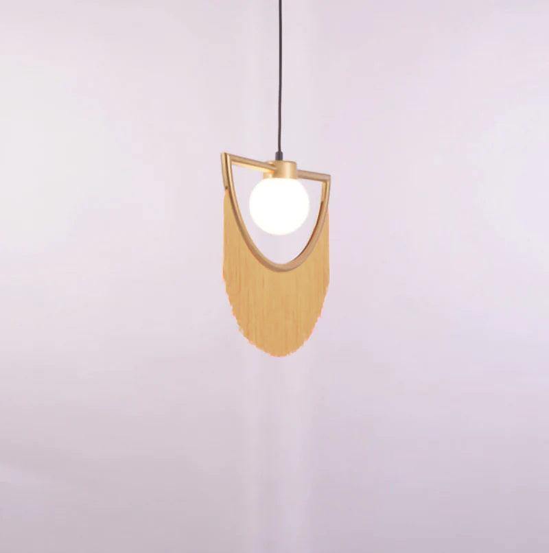 Solara Pendelleuchte Stoff Fransen Globus Retro Boho-Letslighting