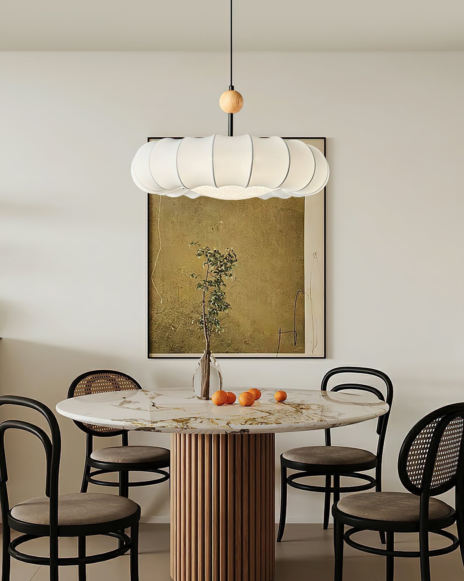 Lyvina Traditionell Natur Schleier Holz Stoff Pendelleuchte Leuchte-Letslighting