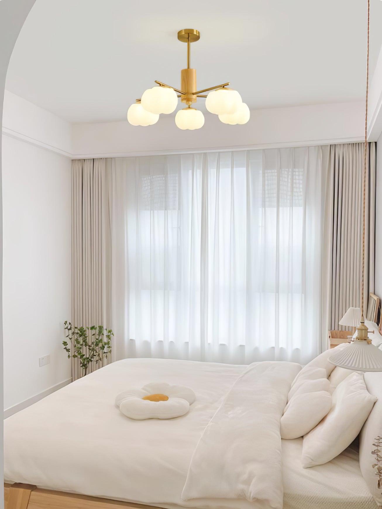 Lustra Kronleuchter Holz Baumwolle Bälle Gold PE-Letslighting