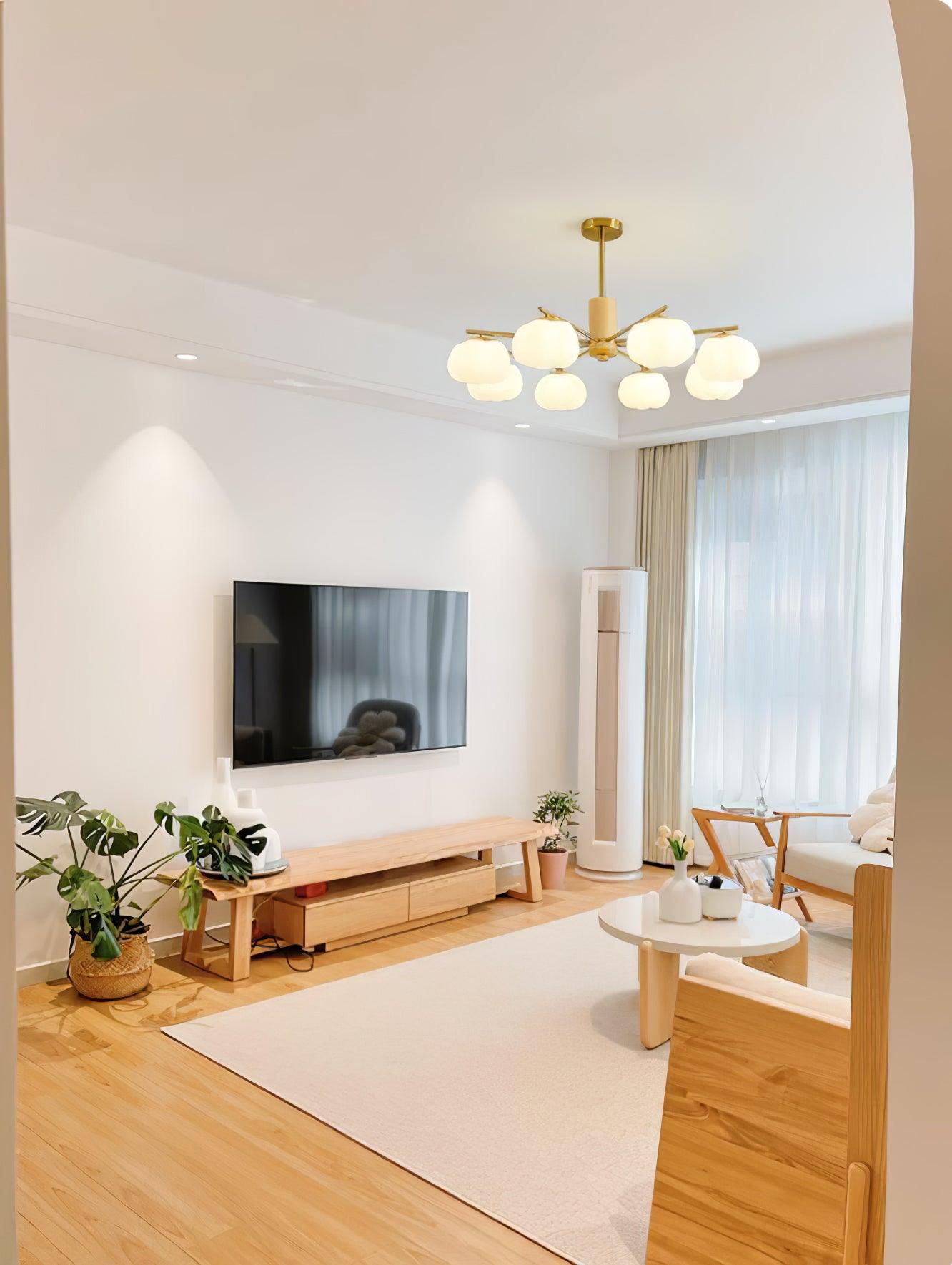 Lustra Kronleuchter Holz Baumwolle Bälle Gold PE-Letslighting