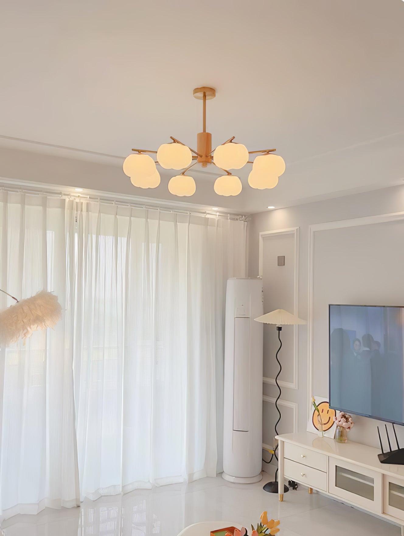 Lustra Kronleuchter Holz Baumwolle Bälle Gold PE-Letslighting
