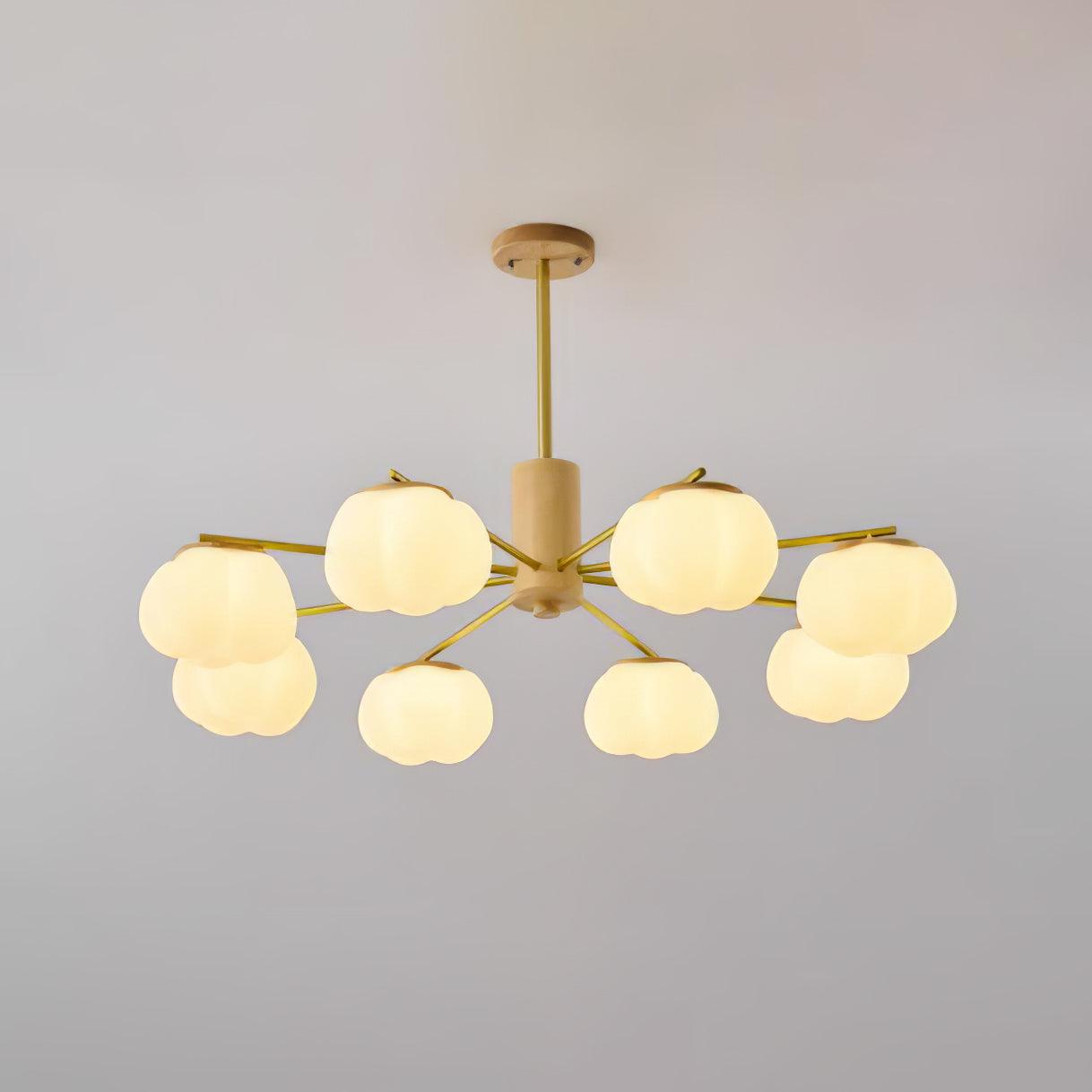 Lustra Kronleuchter Holz Baumwolle Bälle Gold PE-Letslighting