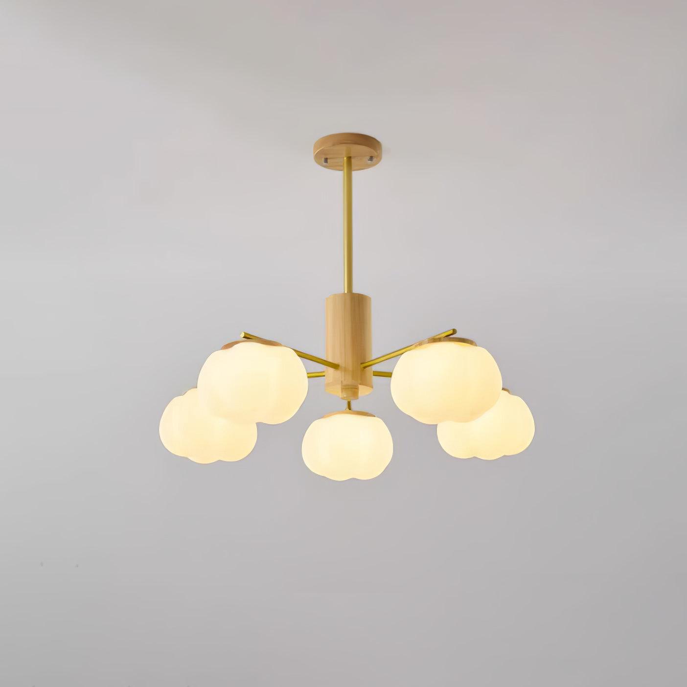 Lustra Kronleuchter Holz Baumwolle Bälle Gold PE-Letslighting