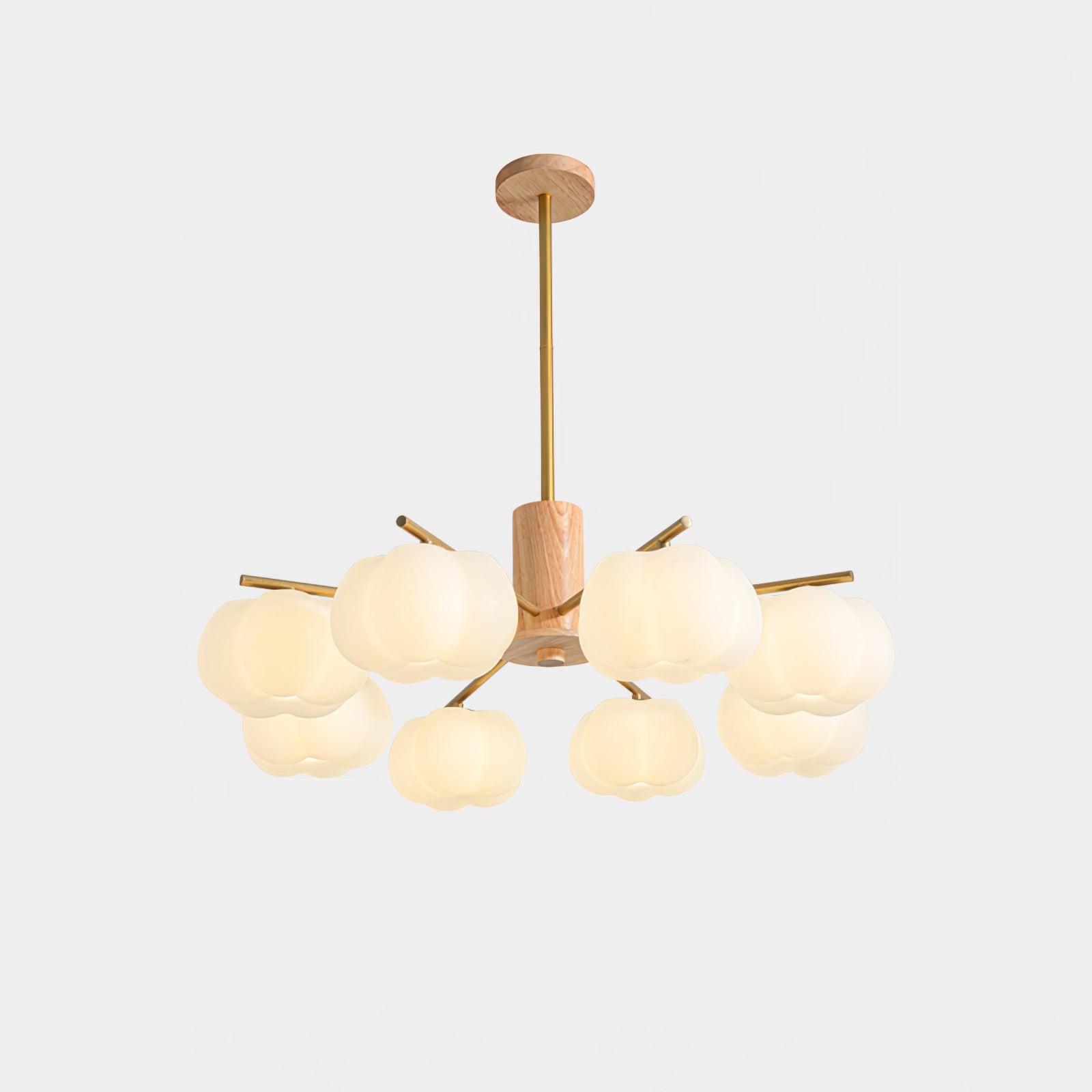 Lustra Kronleuchter Holz Baumwolle Bälle Gold PE-Letslighting