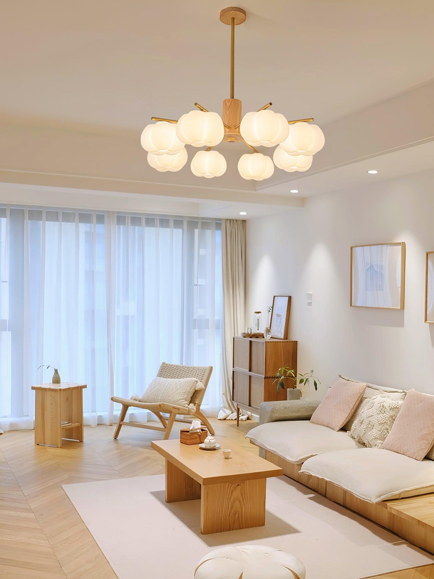 Lustra Kronleuchter Holz Baumwolle Bälle Gold PE-Letslighting