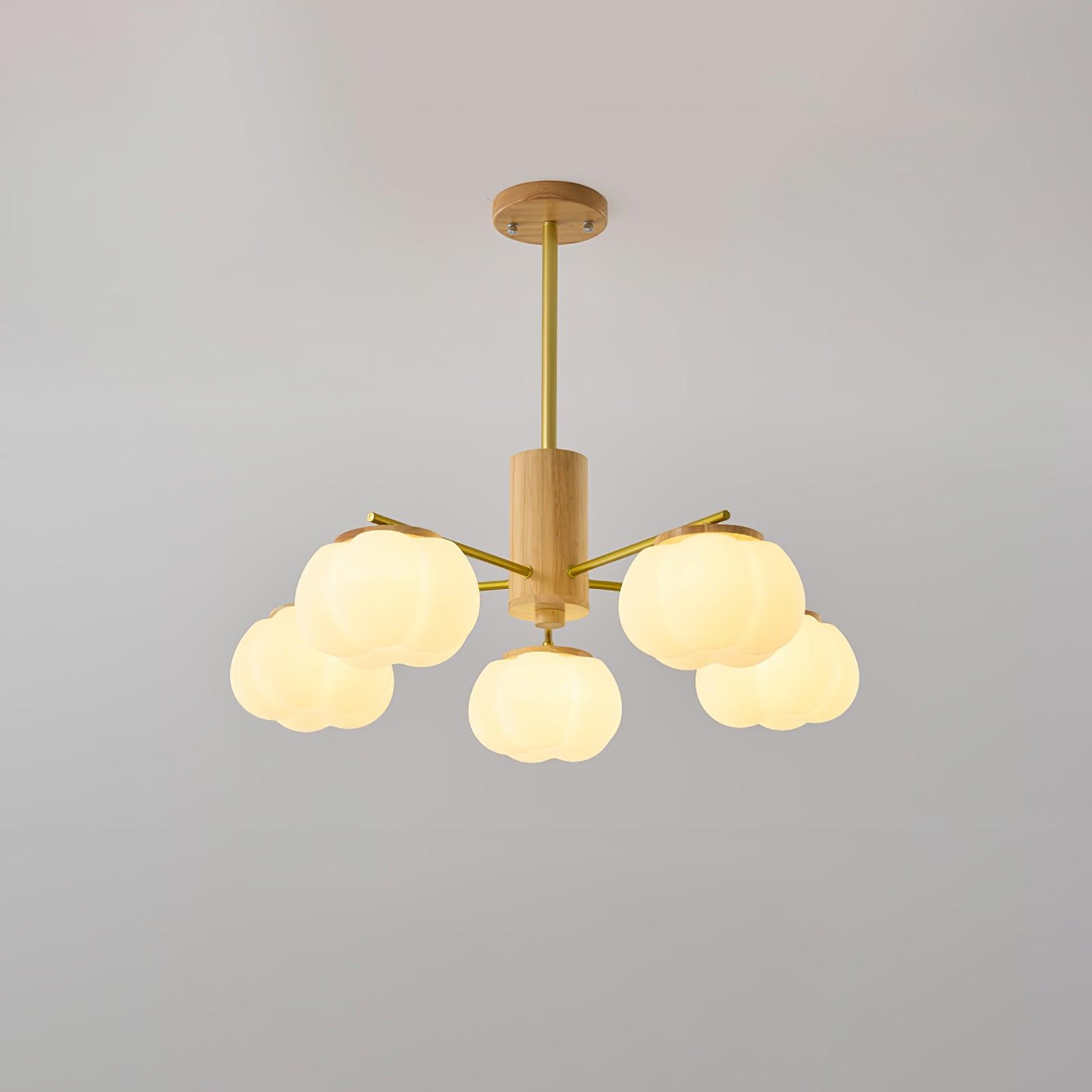 Lustra Kronleuchter Holz Baumwolle Bälle Gold PE-Letslighting