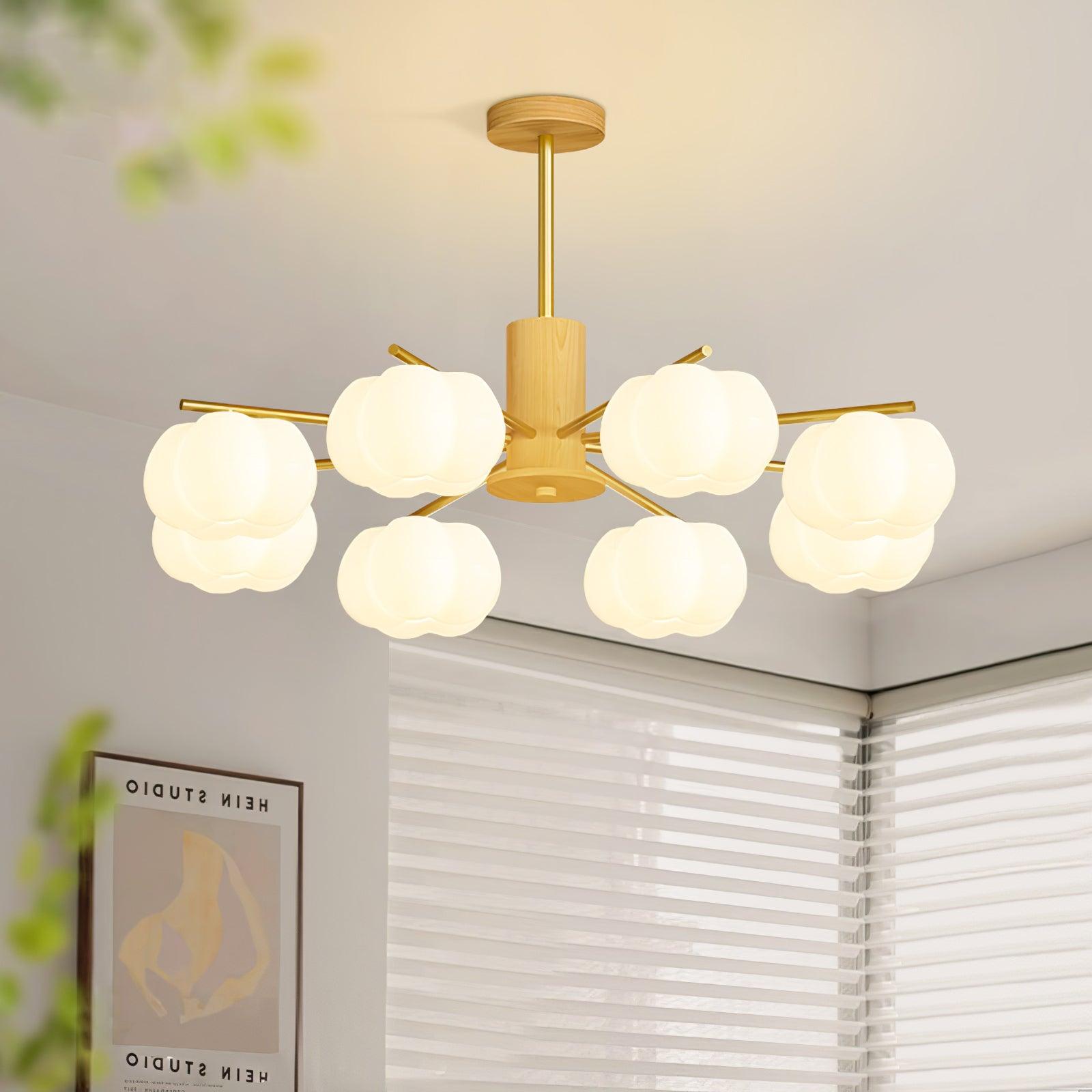 Lustra Kronleuchter Holz Baumwolle Bälle Gold PE-Letslighting