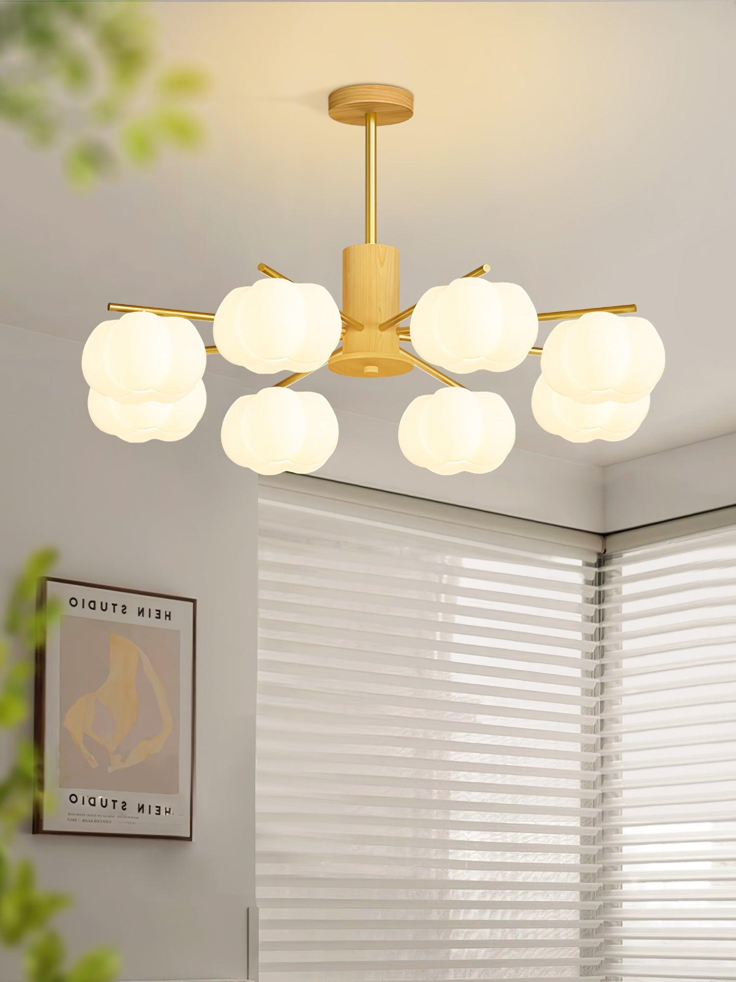 Lustra Kronleuchter Holz Baumwolle Bälle Gold PE-Letslighting