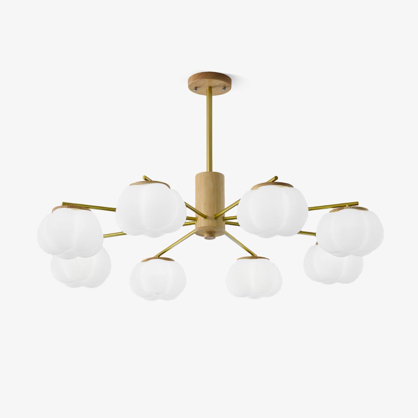 Lustra Kronleuchter Holz Baumwolle Bälle Gold PE-Letslighting