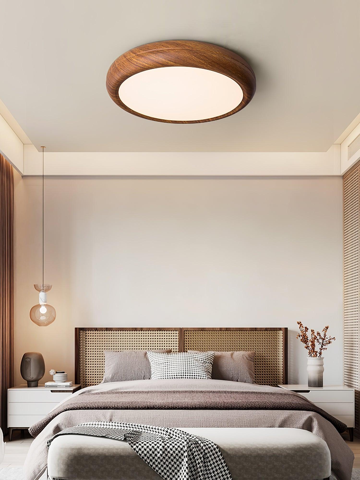 Wood Grain Round Ceiling Lamp - Blowlighting