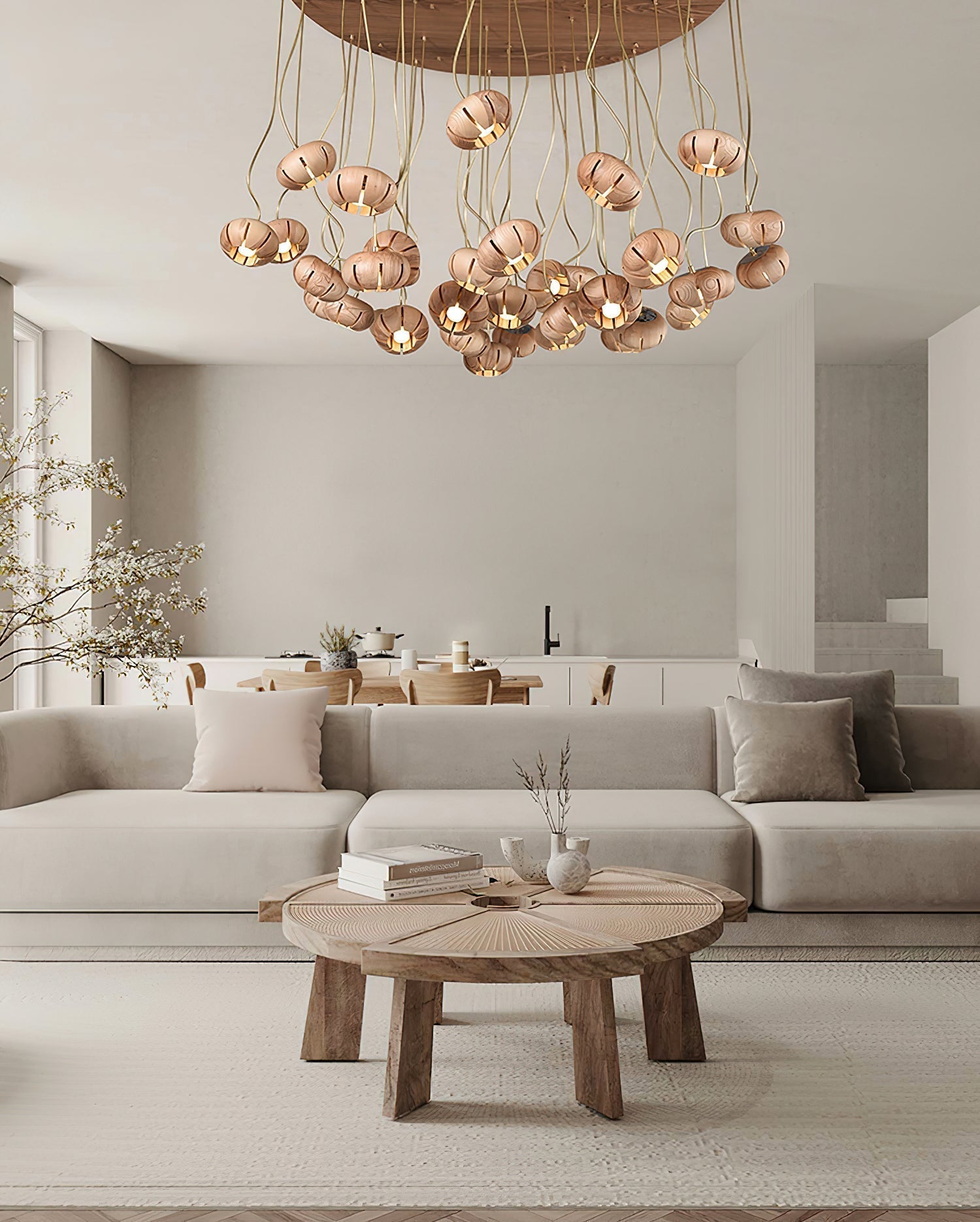 Zasorir Sculptural Marble Cluster Pendant Light - Blowlighting