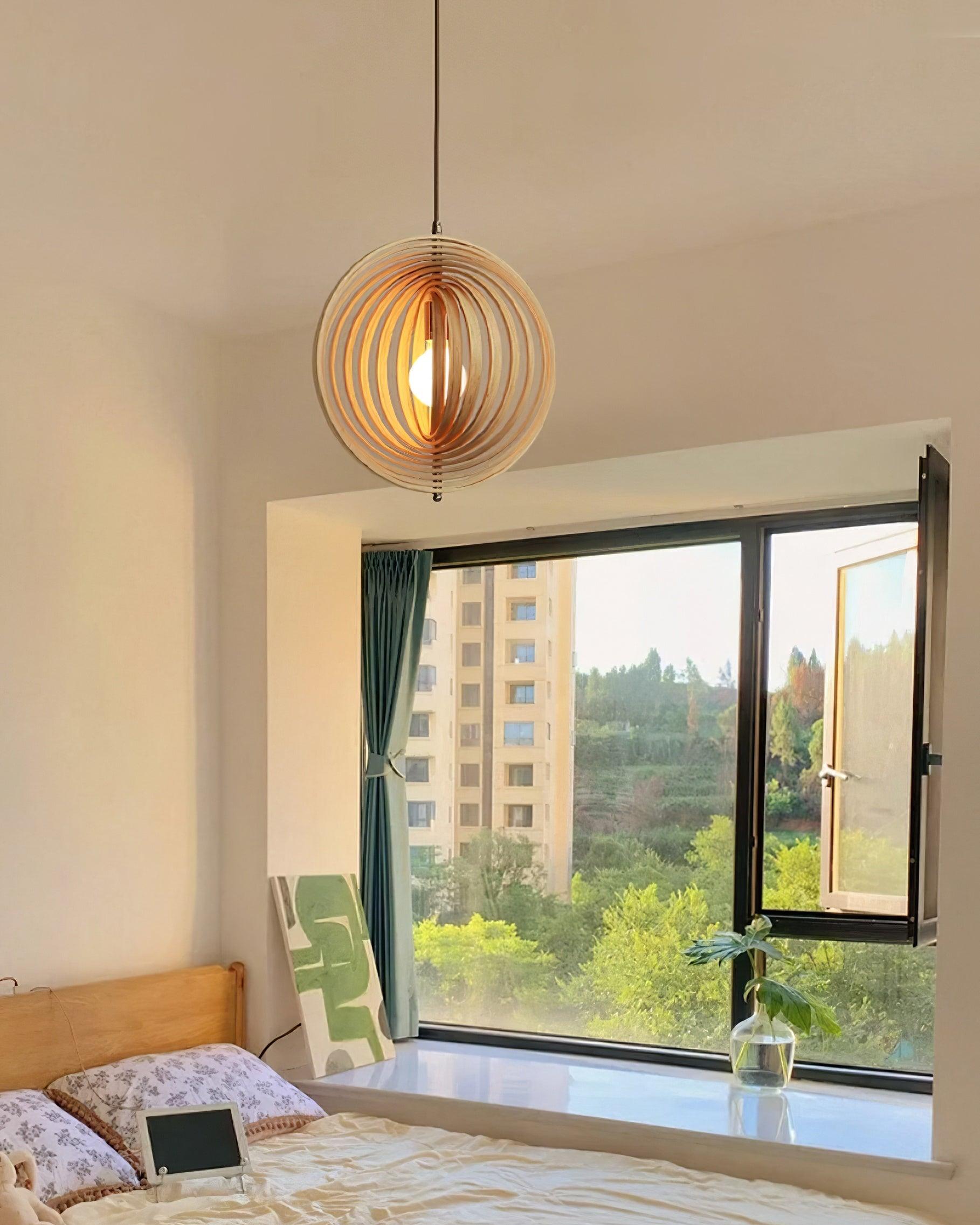 Pendelleuchte Holzringe Kugel Organisch Minimalistisch-Letslighting