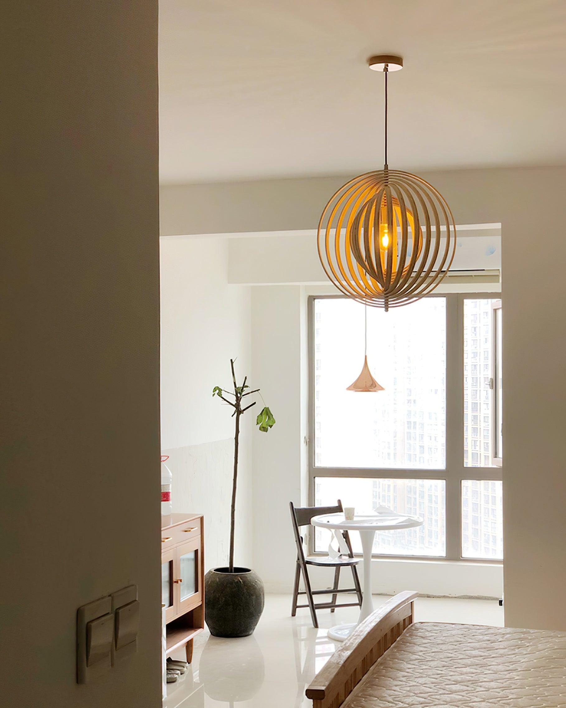 Pendelleuchte Holzringe Kugel Organisch Minimalistisch-Letslighting