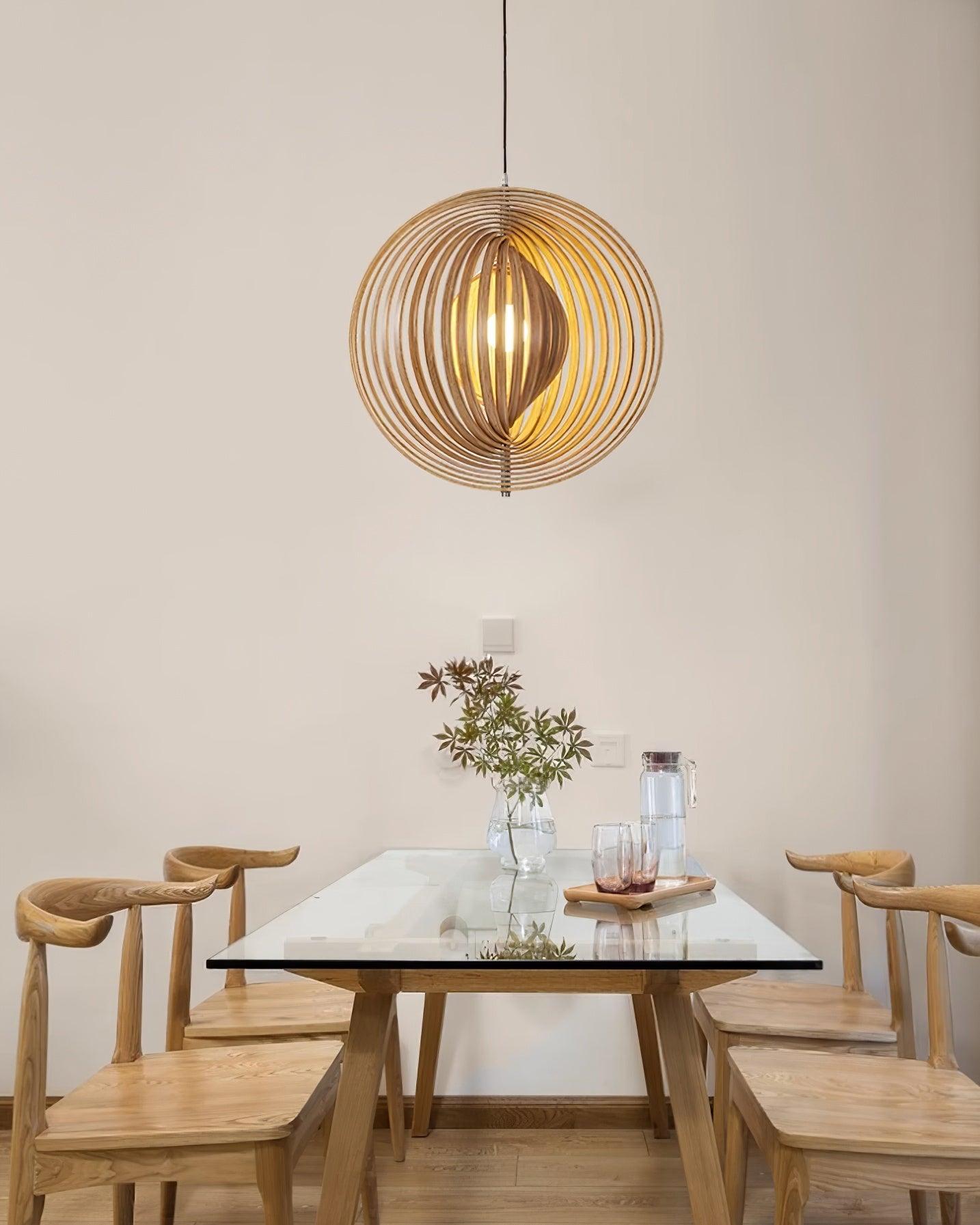 Pendelleuchte Holzringe Kugel Organisch Minimalistisch-Letslighting