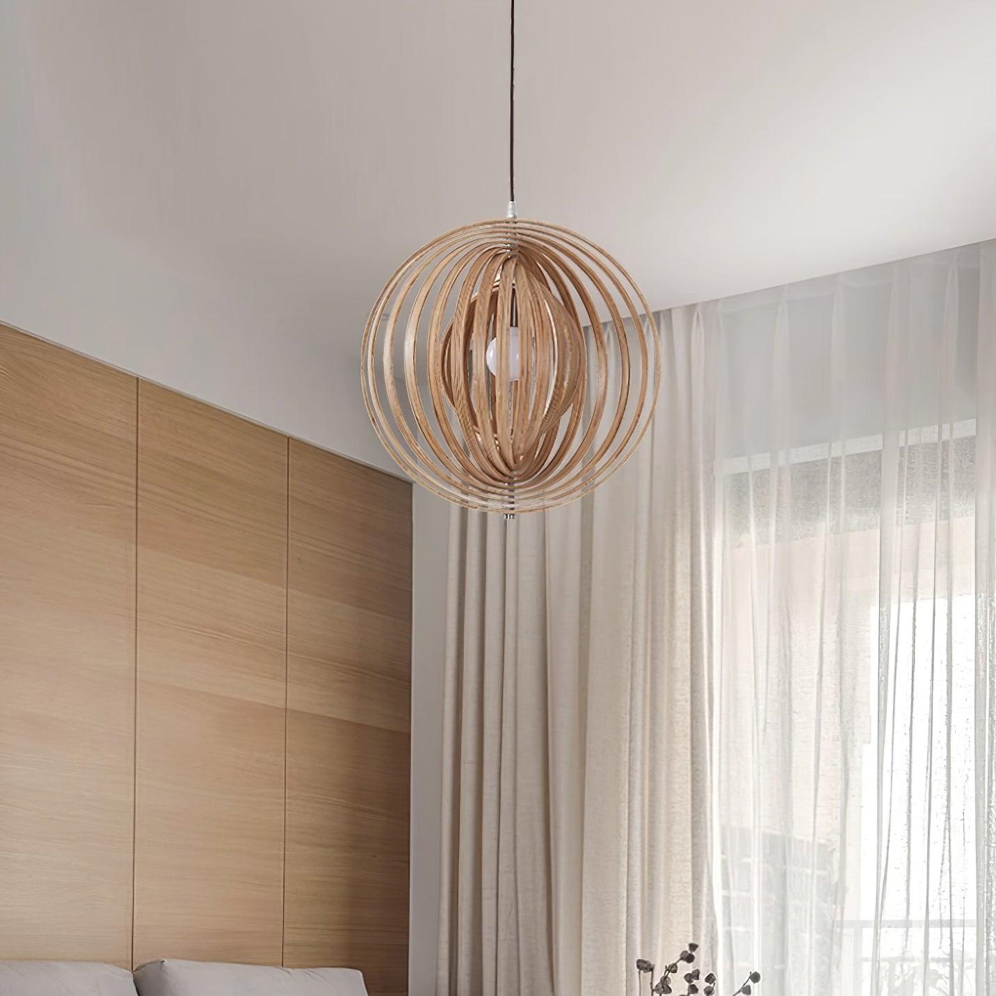 Pendelleuchte Holzringe Kugel Organisch Minimalistisch-Letslighting