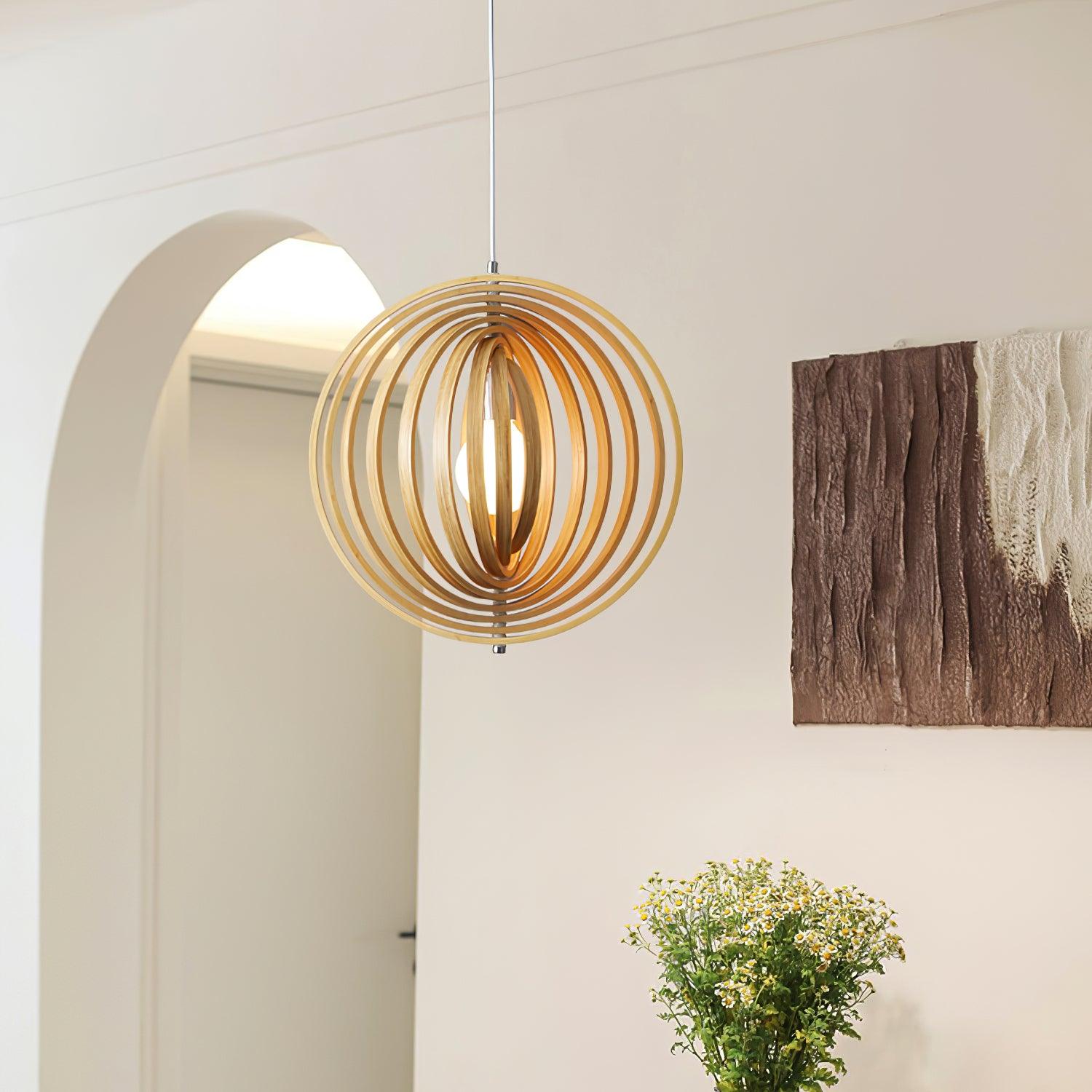 Pendelleuchte Holzringe Kugel Organisch Minimalistisch-Letslighting