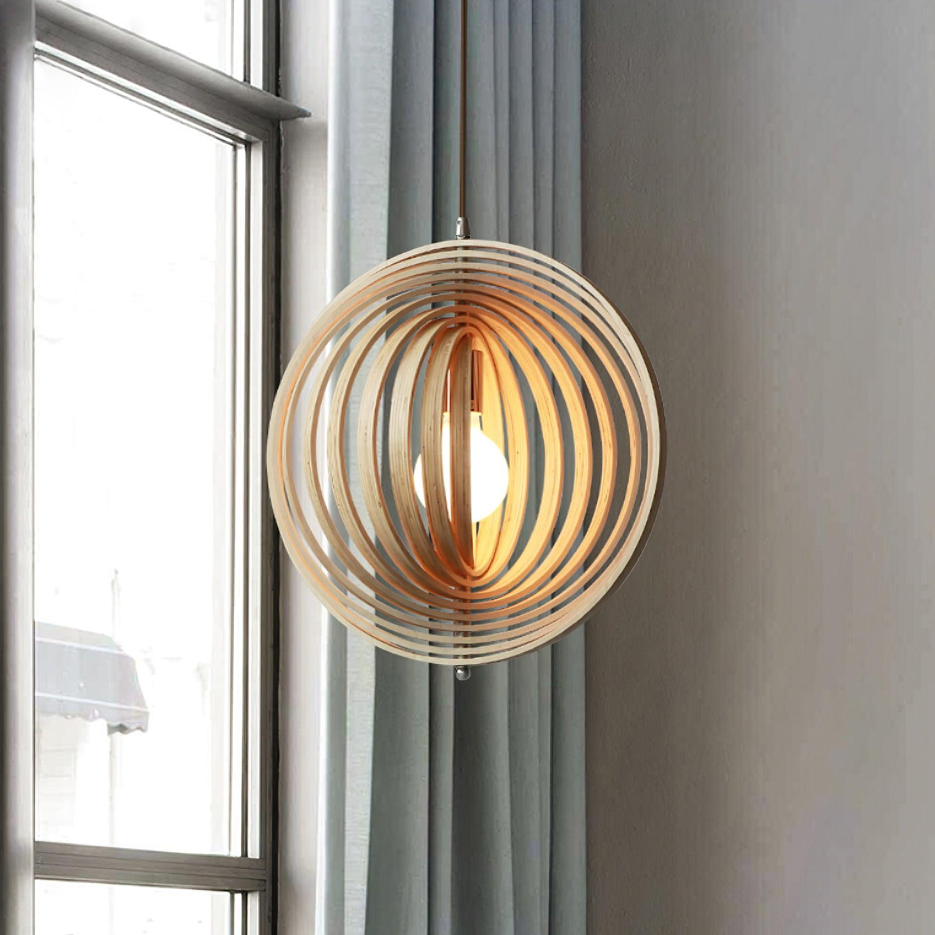 Pendelleuchte Holzringe Kugel Organisch Minimalistisch-Letslighting