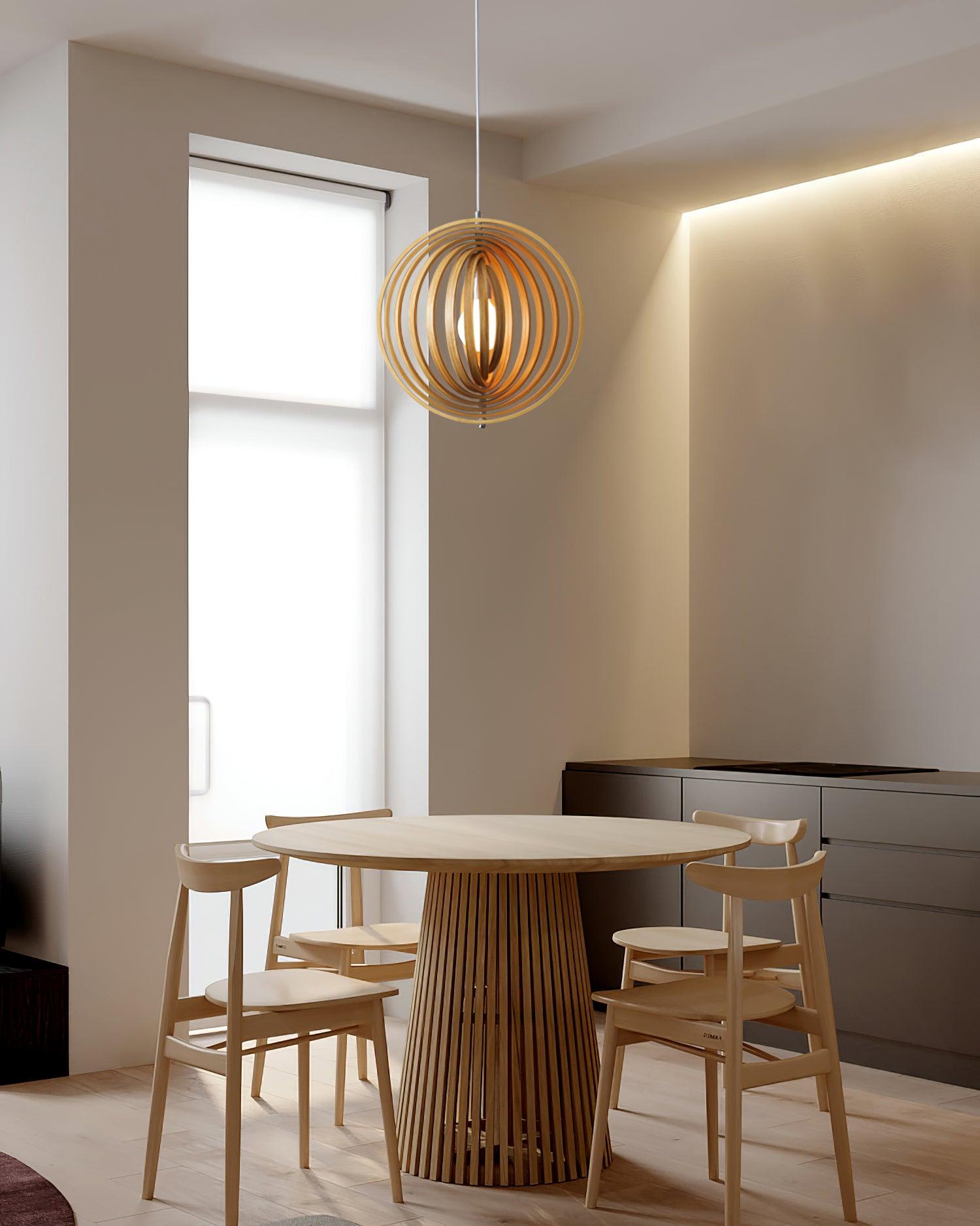 Pendelleuchte Holzringe Kugel Organisch Minimalistisch-Letslighting