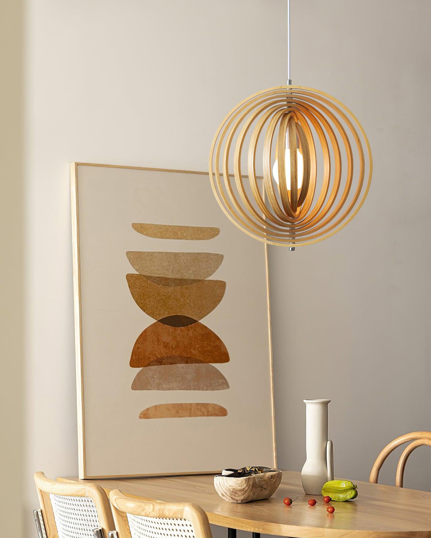Pendelleuchte Holzringe Kugel Organisch Minimalistisch-Letslighting