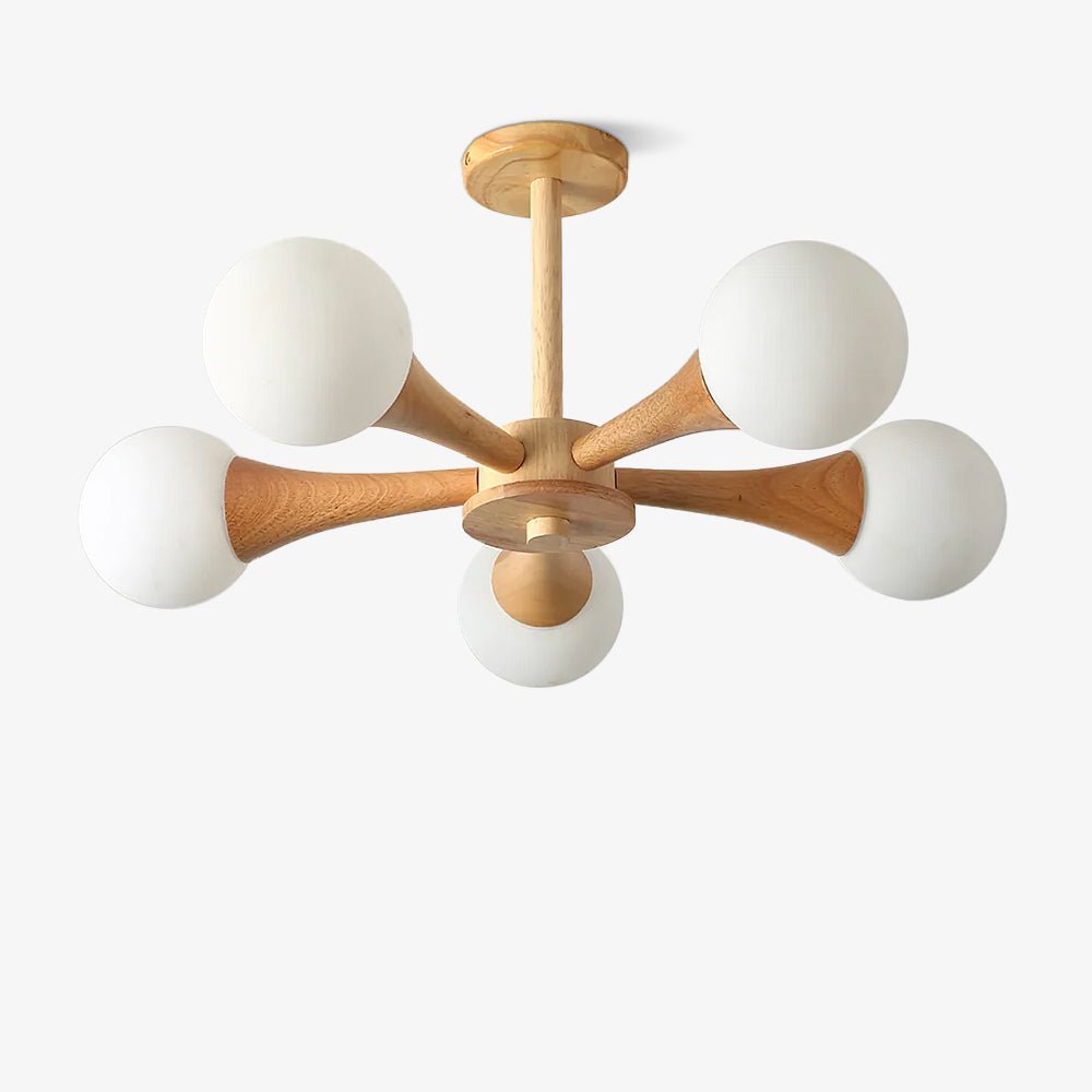 Lustra Kronleuchter Holz Globus Retro-Letslighting