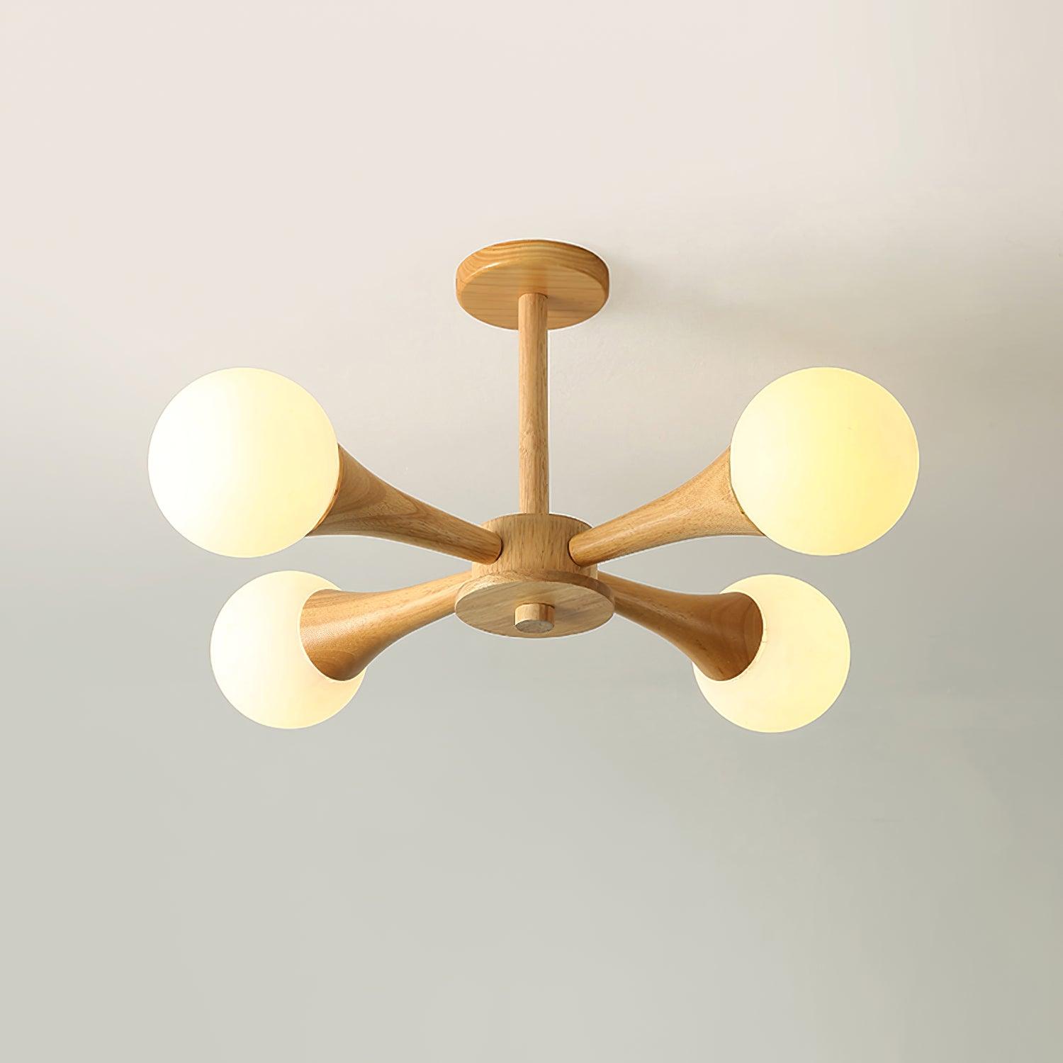 Lustra Kronleuchter Holz Globus Retro-Letslighting