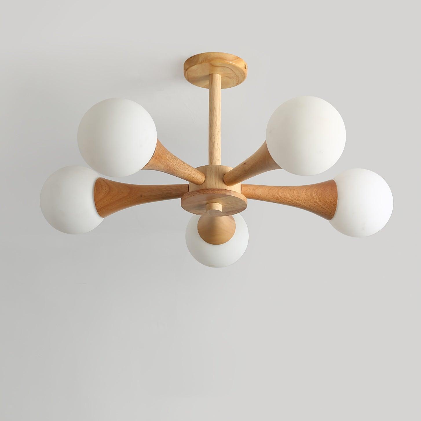 Lustra Kronleuchter Holz Globus Retro-Letslighting