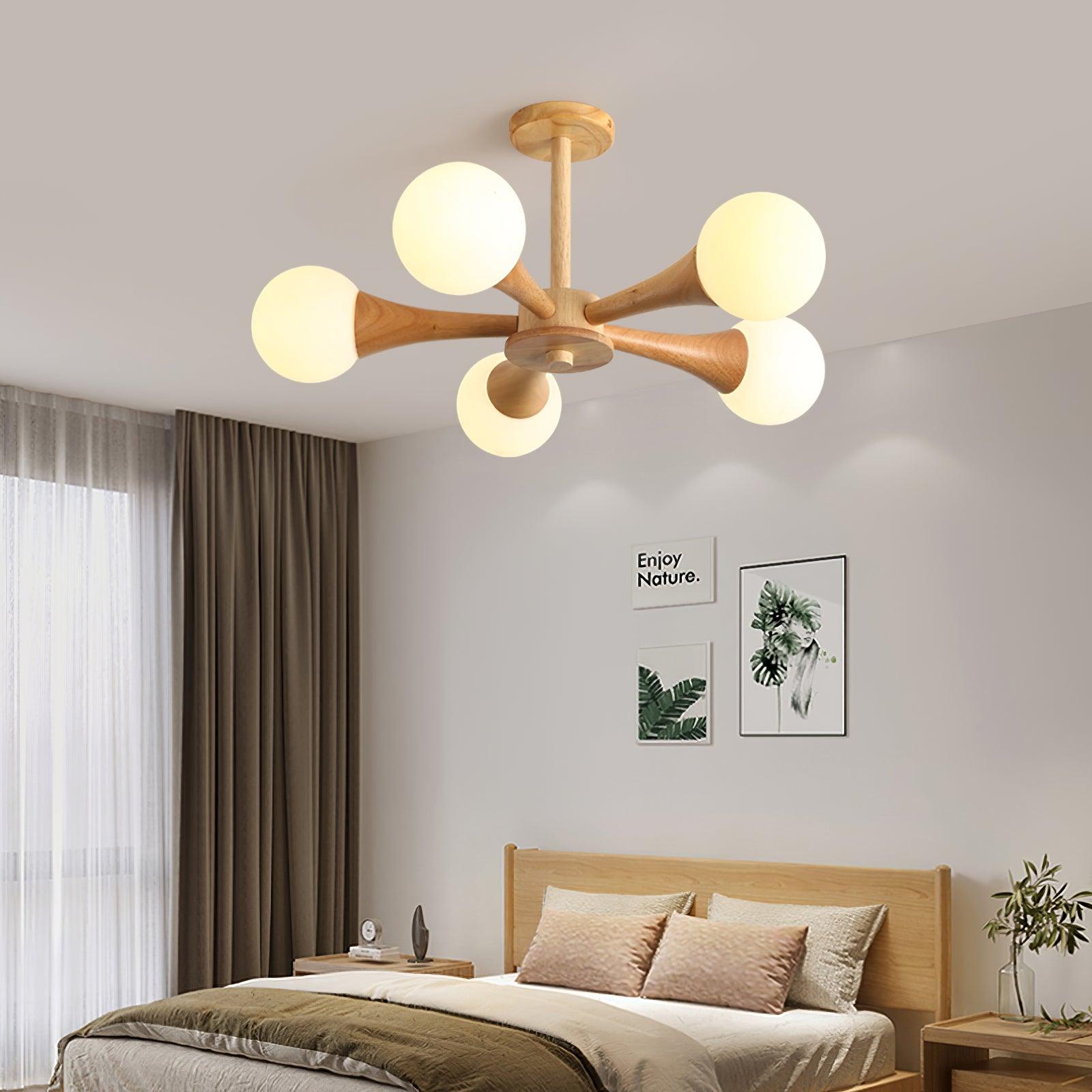 Lustra Kronleuchter Holz Globus Retro-Letslighting