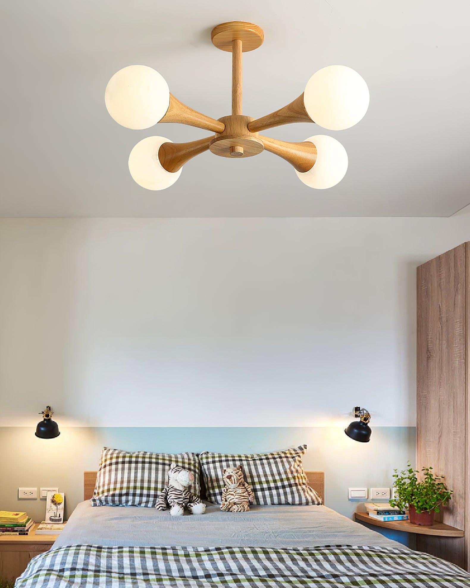 Lustra Kronleuchter Holz Globus Retro-Letslighting