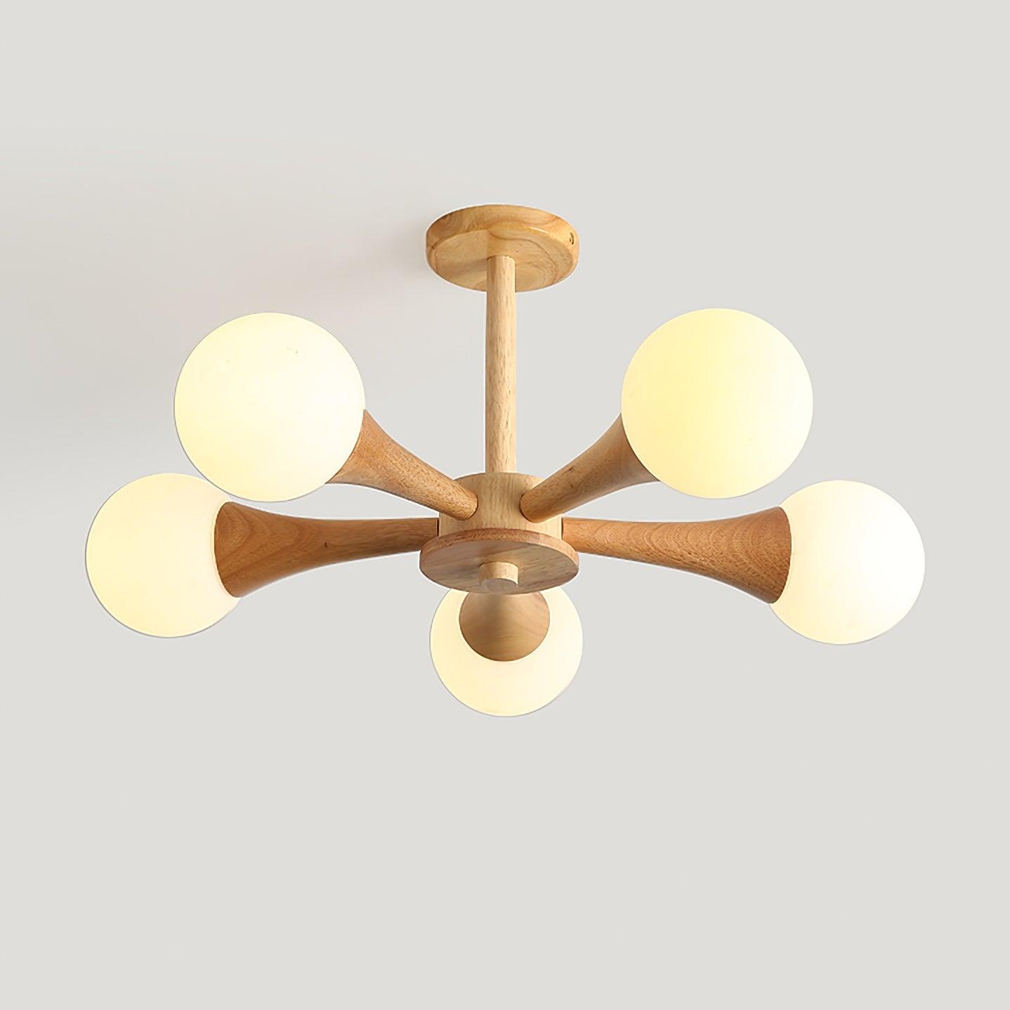 Lustra Kronleuchter Holz Globus Retro-Letslighting